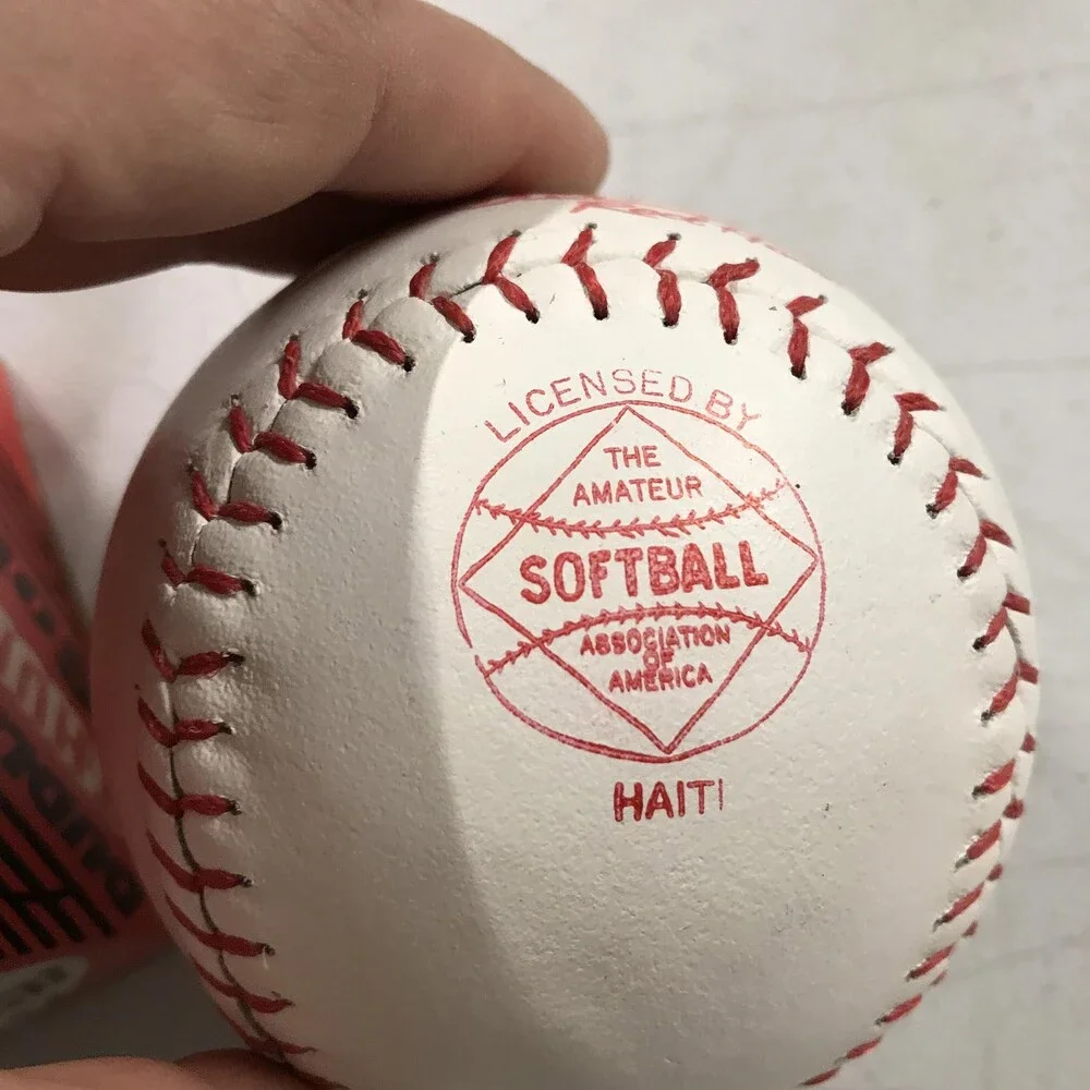 Dudley Thunder Red Heat Softball 11 Inch White Leather Slowpitch Ball GWSP47-11